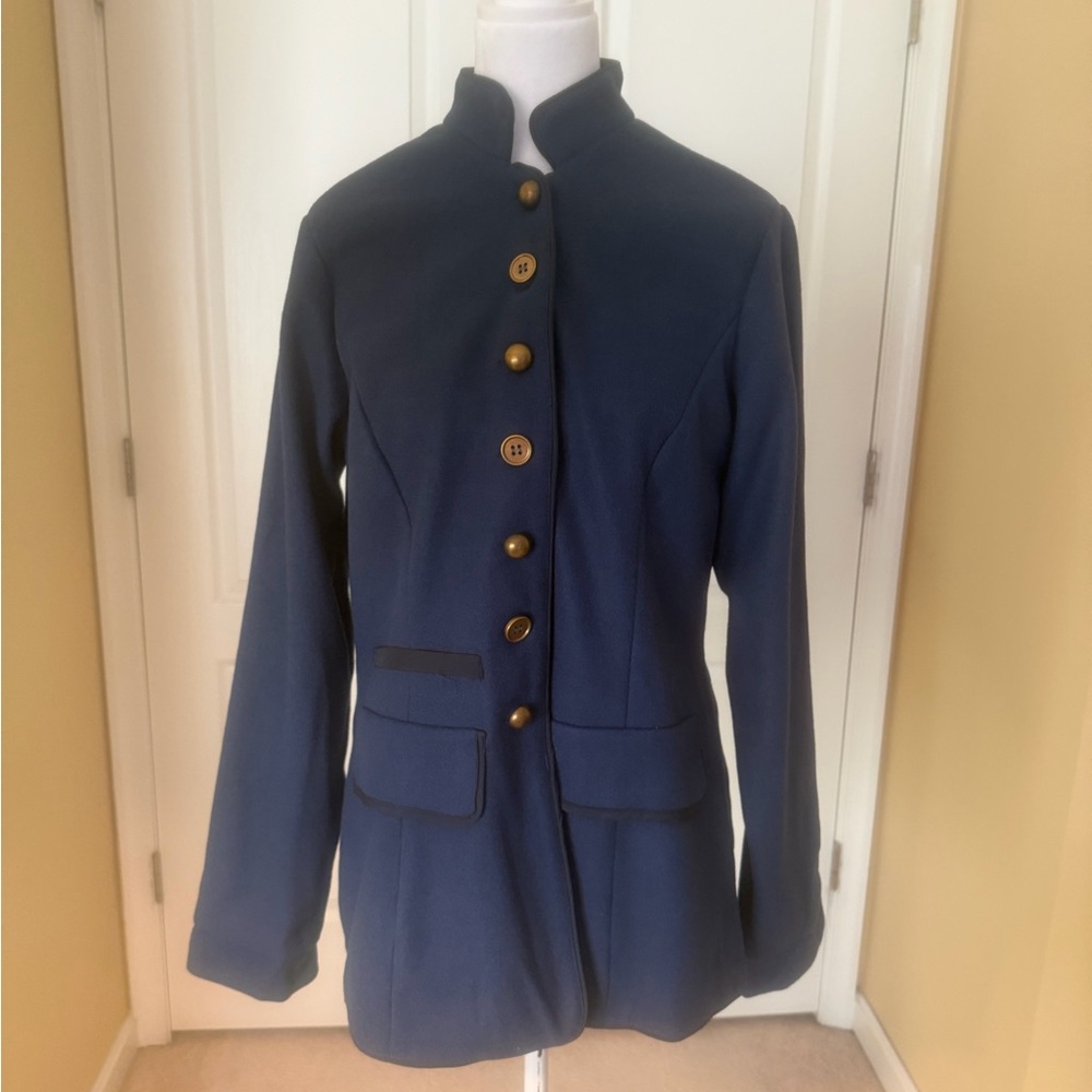 Classy & Chic Women's Navy Gold Button-Up Jacket!